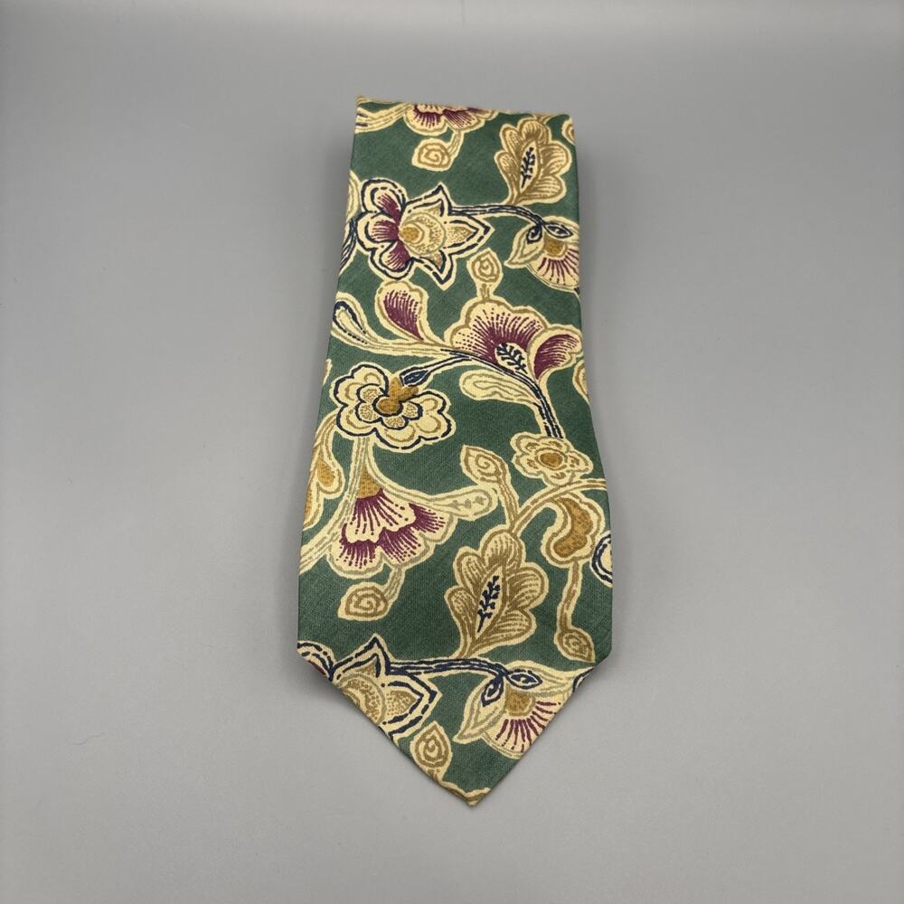 XMI Classic Tie Men's Designer Italian Green floral Made in USA